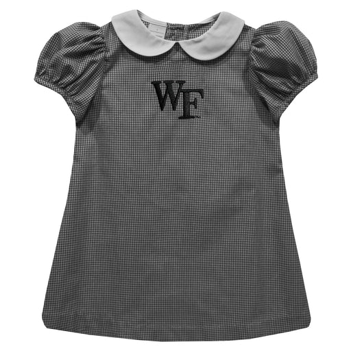 Wake Forest Demon Deacons Embroidered Black Gingham Short Sleeve A Line Dress