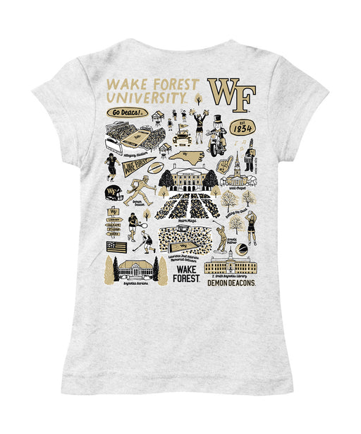 Wake Forest Demon Deacons WF Hand Sketched Vive La Fete Impressions Artwork White Girls Cotton Short Sleeve Tee - Vive La Fête - Online Apparel Store
