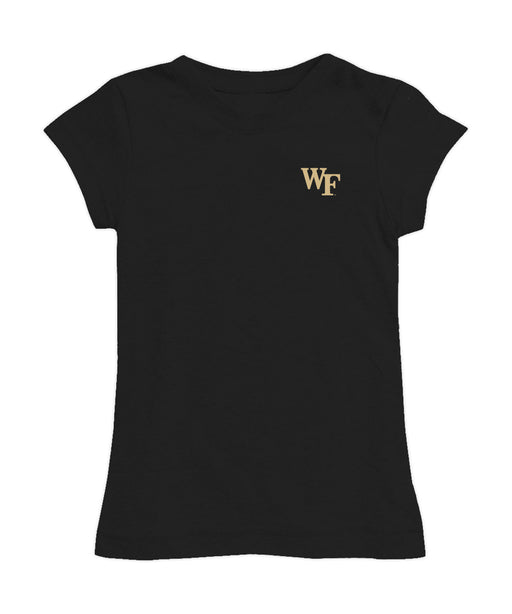 Wake Forest Demon Deacons WF Hand Sketched Vive La Fete Impressions Artwork Black Girls Cotton Short Sleeve Tee