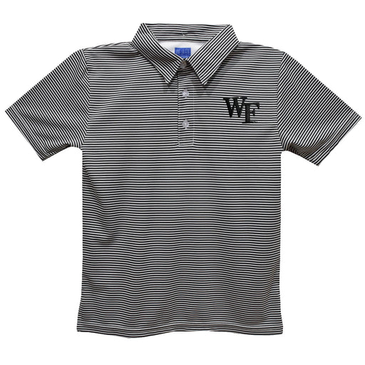 Wake Forest Demon Deacons Embroidered Black Stripes Short Sleeve Polo Box Shirt