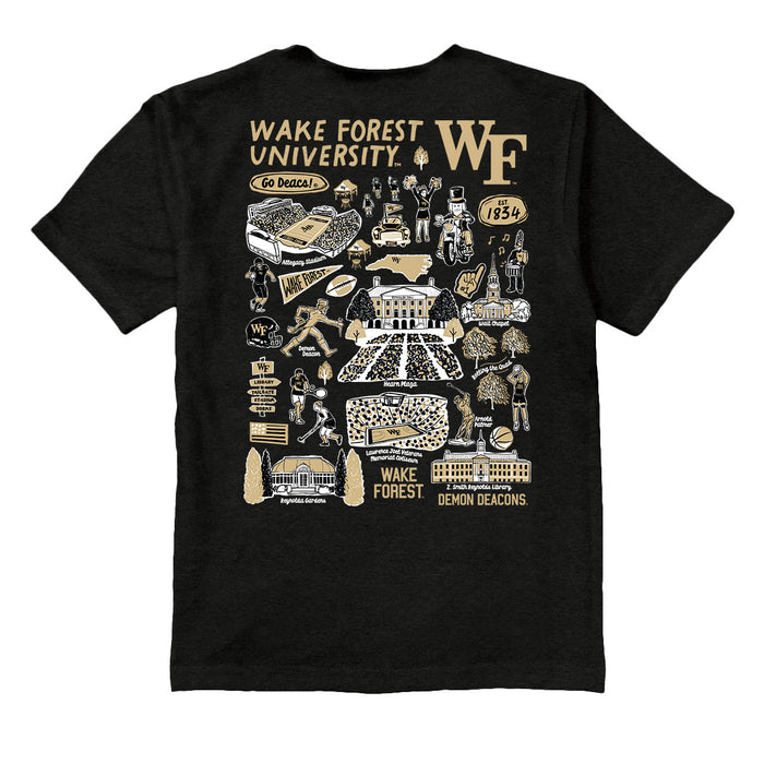 Wake Forest Demon Deacons WF Vive La Fete Impressions Artwork Black T-shirt Cotton Blends - Vive La Fête - Online Apparel Store