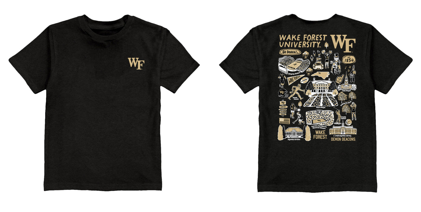 Wake Forest Demon Deacons WF Vive La Fete Impressions Artwork Black T-shirt Cotton Blends - Vive La Fête - Online Apparel Store