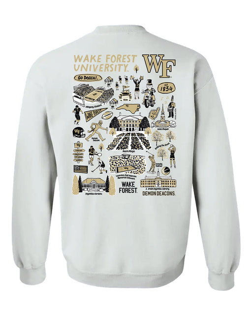 Wake Forest Demon Deacons WF Hand Sketched Vive La Fete Impressions Artwork White Crew Neck Sweatshirt for Women - Vive La Fête - Online Apparel Store