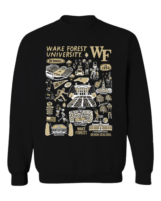 Wake Forest Demon Deacons WF Vive La Fete Impressions Black Cotton Crewneck Sweatshirt for Women