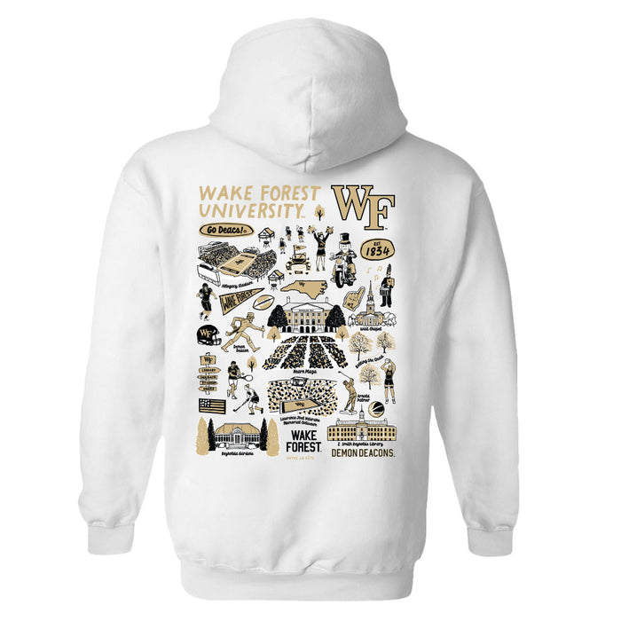 Wake Forest Demon Deacons WF Hand Sketched Vive La Fete Impressions Artwork White Cotton Fleece Long Sleeve Hoodie - Vive La Fête - Online Apparel Store