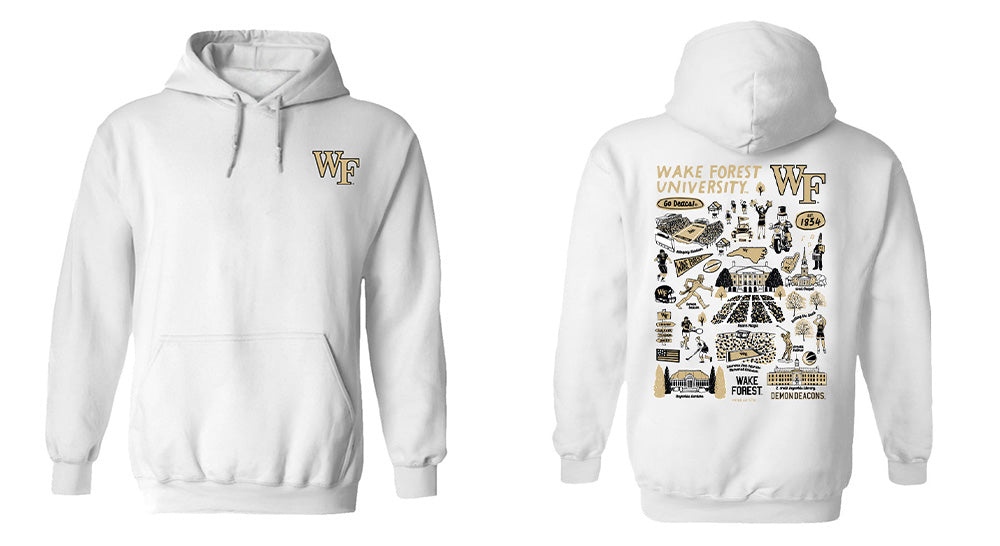 Wake Forest Demon Deacons WF Hand Sketched Vive La Fete Impressions Artwork White Cotton Fleece Long Sleeve Hoodie - Vive La Fête - Online Apparel Store