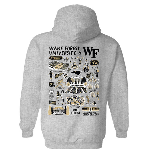 Wake Forest Demon Deacons WF Hand Sketched Vive La Fete Impressions Artwork Gray Cotton Fleece Long Sleeve Hoodie - Vive La Fête - Online Apparel Store