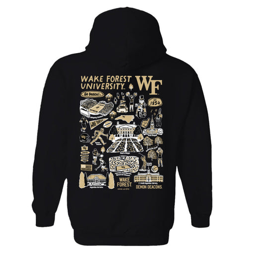 Wake Forest Demon Deacons WF Hand Sketched Vive La Fete Impressions Artwork Black Cotton Fleece Long Sleeve Hoodie - Vive La Fête - Online Apparel Store