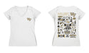 WF Demon Deacons Hand Sketched Vive La Fete Impressions Artwork White Women Cotton Short Sleeve V-Neck Tshirt - Vive La Fête - Online Apparel Store
