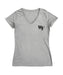 Wake Forest Demon Deacons WF Hand Sketched Vive La Fete Impressions Artwork Grey Women Cotton Short Sleeve V-Neck Tshirt