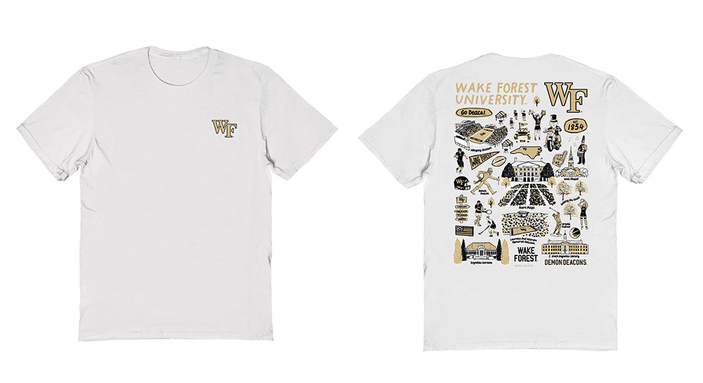 WF Demon Deacons Vive La Fete Impressions Artwork White Womens Cotton Tshirt - Vive La Fête - Online Apparel Store