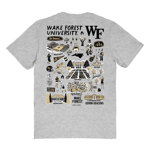 WF Demon Deacons Vive La Fete Impressions Artwork Grey Womens Cotton Tshirt - Vive La Fête - Online Apparel Store