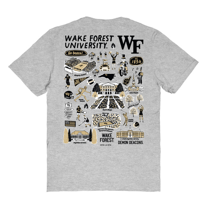 WF Demon Deacons Vive La Fete Impressions Artwork Grey Womens Cotton Tshirt - Vive La Fête - Online Apparel Store