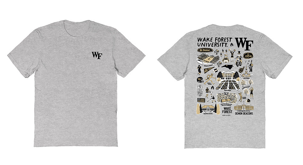 WF Demon Deacons Vive La Fete Impressions Artwork Grey Womens Cotton Tshirt - Vive La Fête - Online Apparel Store