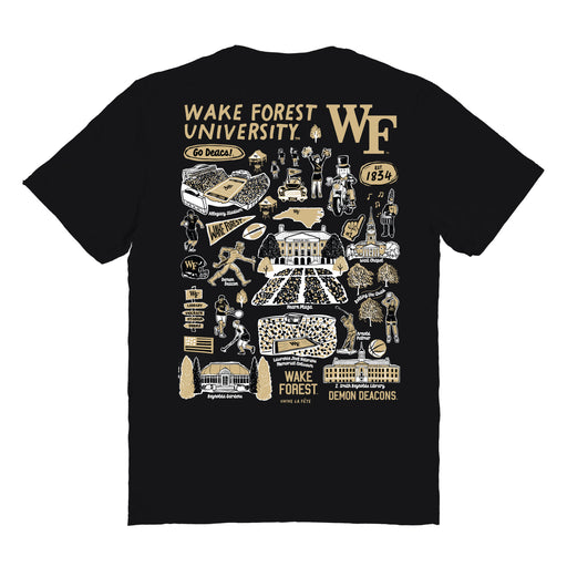 WF Demon Deacons Vive La Fete Impressions Artwork Black Womens Cotton Tshirt - Vive La Fête - Online Apparel Store