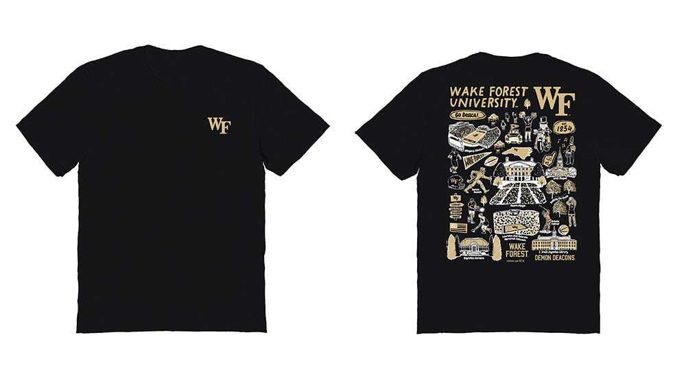 WF Demon Deacons Vive La Fete Impressions Artwork Black Womens Cotton Tshirt - Vive La Fête - Online Apparel Store