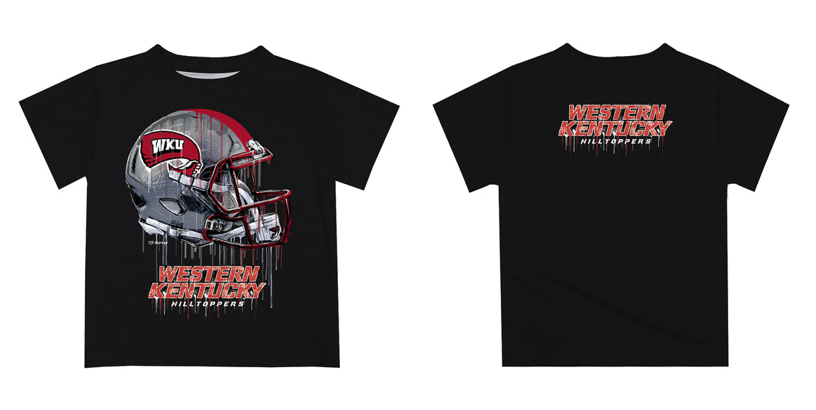 Western Kentucky Hilltoppers Original Dripping Football Helmet Black T-Shirt by Vive La Fete - Vive La Fête - Online Apparel Store