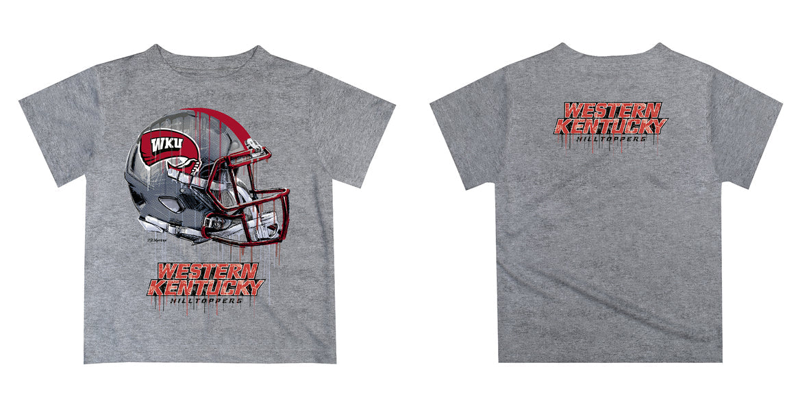 Western Kentucky Hilltoppers Original Dripping Football Helmet Heather Gray T-Shirt by Vive La Fete - Vive La Fête - Online Apparel Store