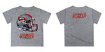 Western Kentucky Hilltoppers Original Dripping Football Helmet Heather Gray T-Shirt by Vive La Fete - Vive La Fête - Online Apparel Store