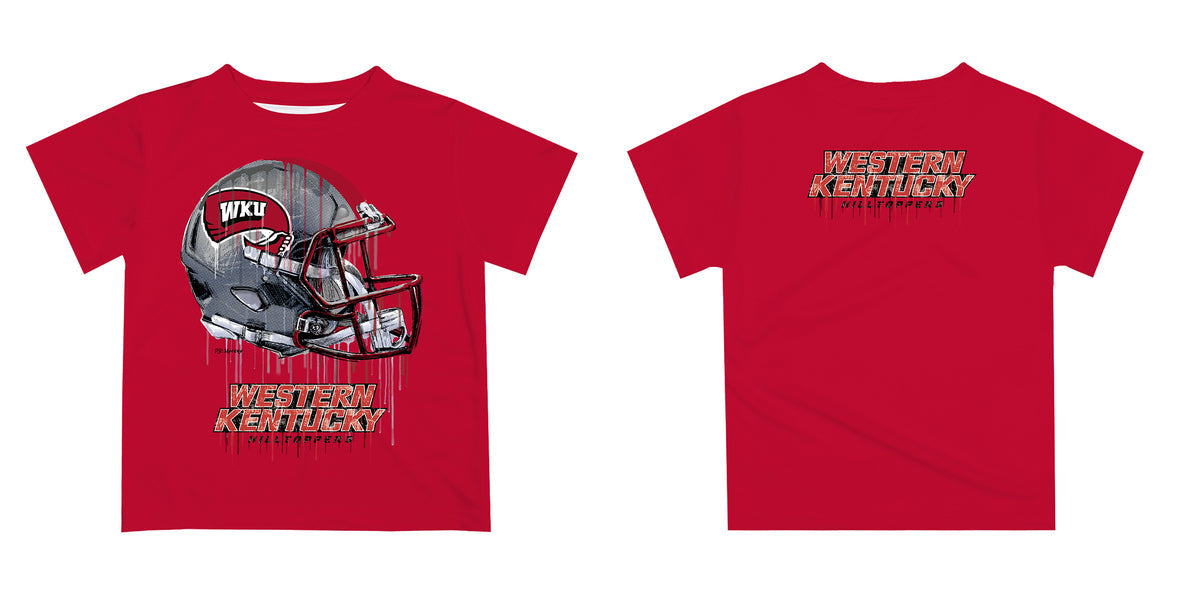Western Kentucky Hilltoppers Original Dripping Football Helmet Red T-Shirt by Vive La Fete - Vive La Fête - Online Apparel Store