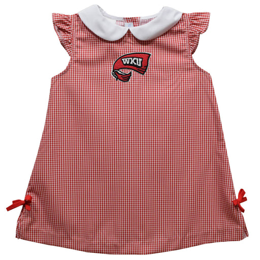 Western Kentucky Hilltoppers Embroidered Red Cardinal Gingham A Line Dress