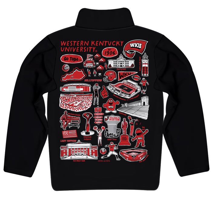 Western Kentucky Hilltoppers Hand Sketched Vive La Fete Impressions Artwork Black Boys Quarter Zip Pullover V1 - Vive La Fête - Online Apparel Store