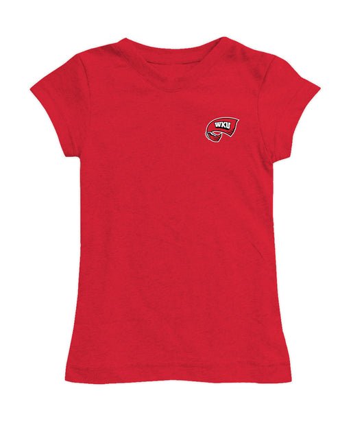 Western Kentucky Hilltoppers Hand Sketched Vive La Fete Impressions Artwork Red Girls Cotton Short Sleeve Tee