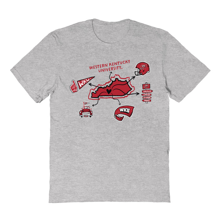Western Kentucky Hilltoppers Hand Sketched Vive La Fete Impressions Icones Kids Grey T-shirt