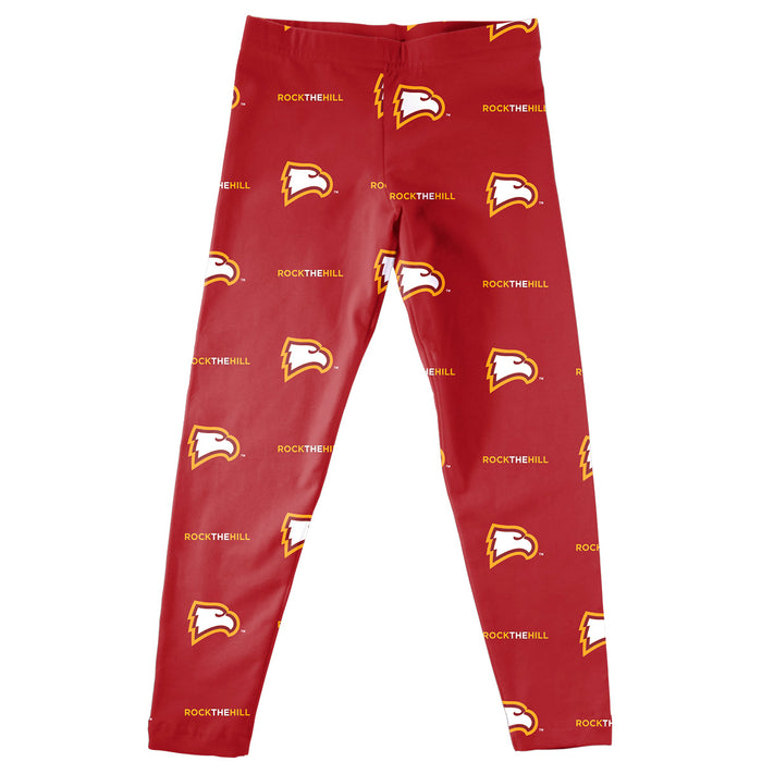 Winthrop University Eagles Vive La Fete Girls All Over Two Logos Elastic Waist Classic Play Garnet Leggings Tights