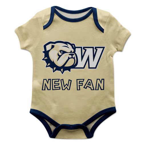 Wingate University Bulldogs Vive La Fete Infant Game Day Gold Short Sleeve Onesie New Fan Logo and Mascot Bodysuit