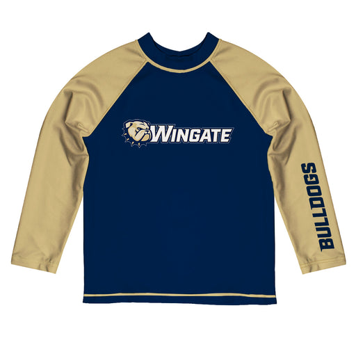 Wingate University Bulldogs Vive La Fete Logo Navy Long Sleeve Raglan Rashguard