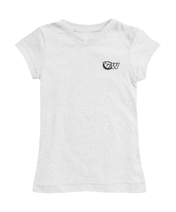Wingate University Bulldogs Hand Sketched Vive La Fete Impressions Artwork White Girls Cotton Short Sleeve Tee