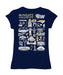Wingate University Bulldogs Hand Sketched Vive La Fete Impressions Artwork Navy Girls Cotton Short Sleeve Tee - Vive La Fête - Online Apparel Store
