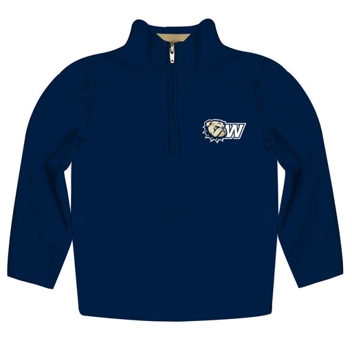 Wingate Bulldogs Vive La Fete Logo and Mascot Name Womens Navy Quarter Zip Pullover