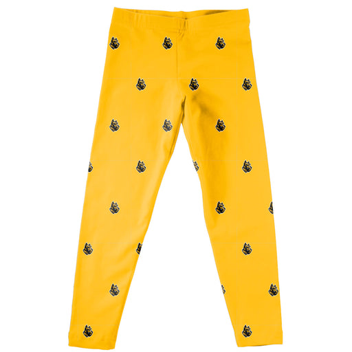 Wooster Fighting Scots Vive La Fete Girls Game Day All Over Logo Elastic Waist Classic Play Yellow Leggings Tights