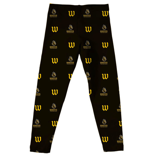 College of Wooster Fighting Scots Vive La Fete Girl All Over Two Logos Elastic Waist Classic Play Yellow Leggings Tights