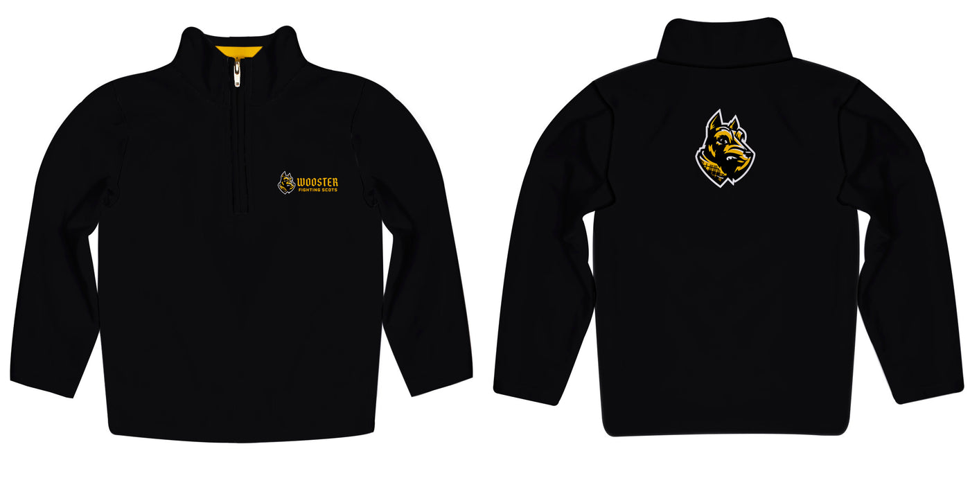 College of Wooster Fighting Scots Vive La Fete Game Day Solid Black Quarter Zip Pullover Sleeves - Vive La Fête - Online Apparel Store