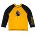 College of Wooster Fighting Scots Vive La Fete Logo Yellow Long Sleeve Raglan Rashguard