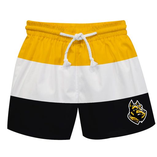 College of Wooster Fighting Scots Vive La Fete Yellow Stripes Swimtrunks V1