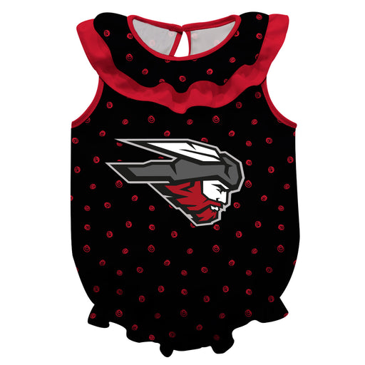 Western Colorado Mountaineer WCU  Swirls Black Sleeveless Ruffle Onesie Logo Bodysuit