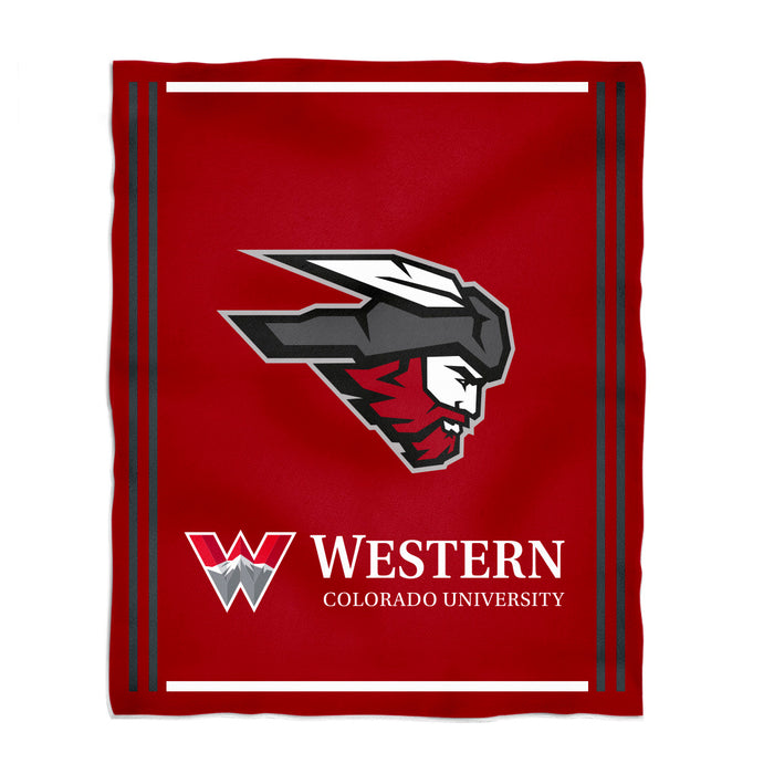 Western Colorado Mountaineer WCU  Vive La Fete Kids Game Day Red Plush Soft Minky Blanket 36 x 48 Mascot