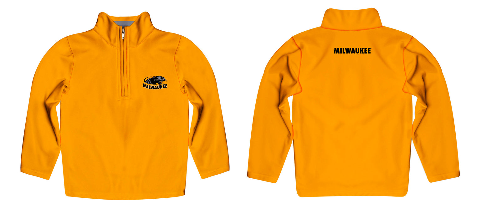 Wisconsin Milwaukee Panthers Vive La Fete Logo and Mascot Name Womens Gold Quarter Zip Pullover - Vive La Fête - Online Apparel Store