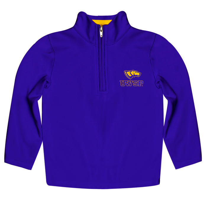 UWSP University of Wisconsin Stevens Point Pointers Vive La Fete Game Day Solid Purple Quarter Zip Pullover Sleeves