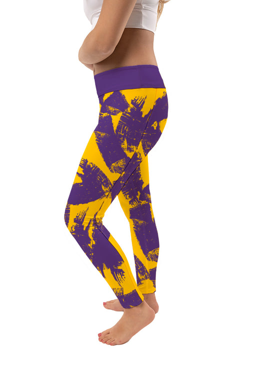 UWSP University of Wisconsin Stevens Point Pointers Vive La Fete Paint Brush Logo on Waist Women Purple Yoga Leggings - Vive La Fête - Online Apparel Store
