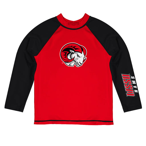 WSSU Winston-Salem State Rams Vive La Fete Logo Red Long Sleeve Raglan Rashguard