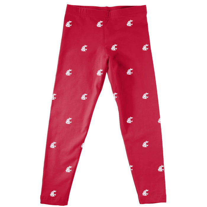 Washington State WSU Cougars Vive La Fete Girl Game Day All Over Logo Elastic Waist Classic Play Crimson Leggings Tights