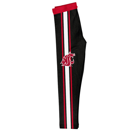 Washington State University WSU Cougars Vive La Fete Girls Game Day Black with Crimson Stripes Leggings Tights - Vive La Fête - Online Apparel Store