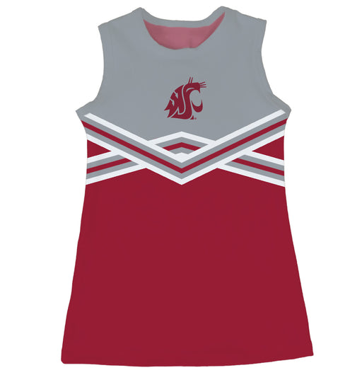Washington State Cougars WSU Sleeveless Cheerleader A Line Dress Gray and Red