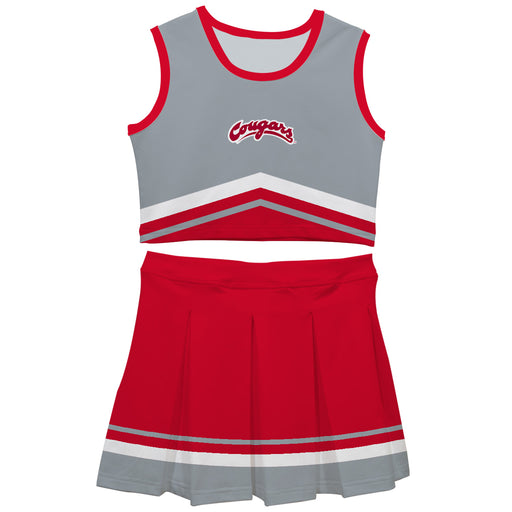 Washington State Cougars WSU Vive La Fete Game Day Gray and Red Sleeveless Chearleader Set