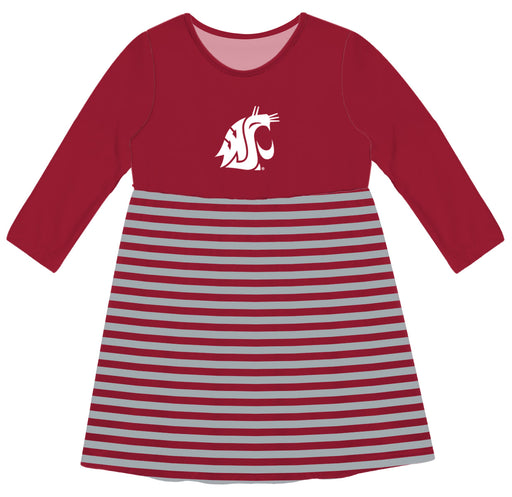 Washington State Cougars WSU Vive La Fete Girls Game Day Long Sleeve Red Stripe on Skirt - Vive La Fête - Online Apparel Store